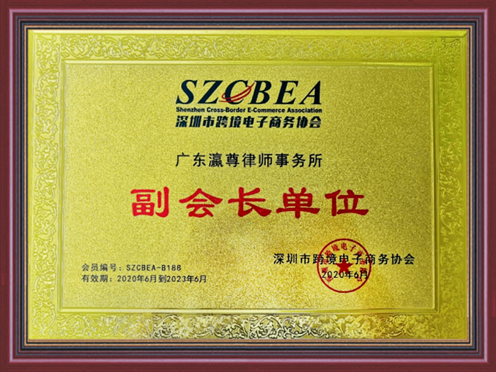 Vice-président certificat de Shenzhen Cross-border E-commerce Association